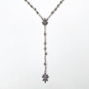 Delicate Silver Weed Leaf Rosary