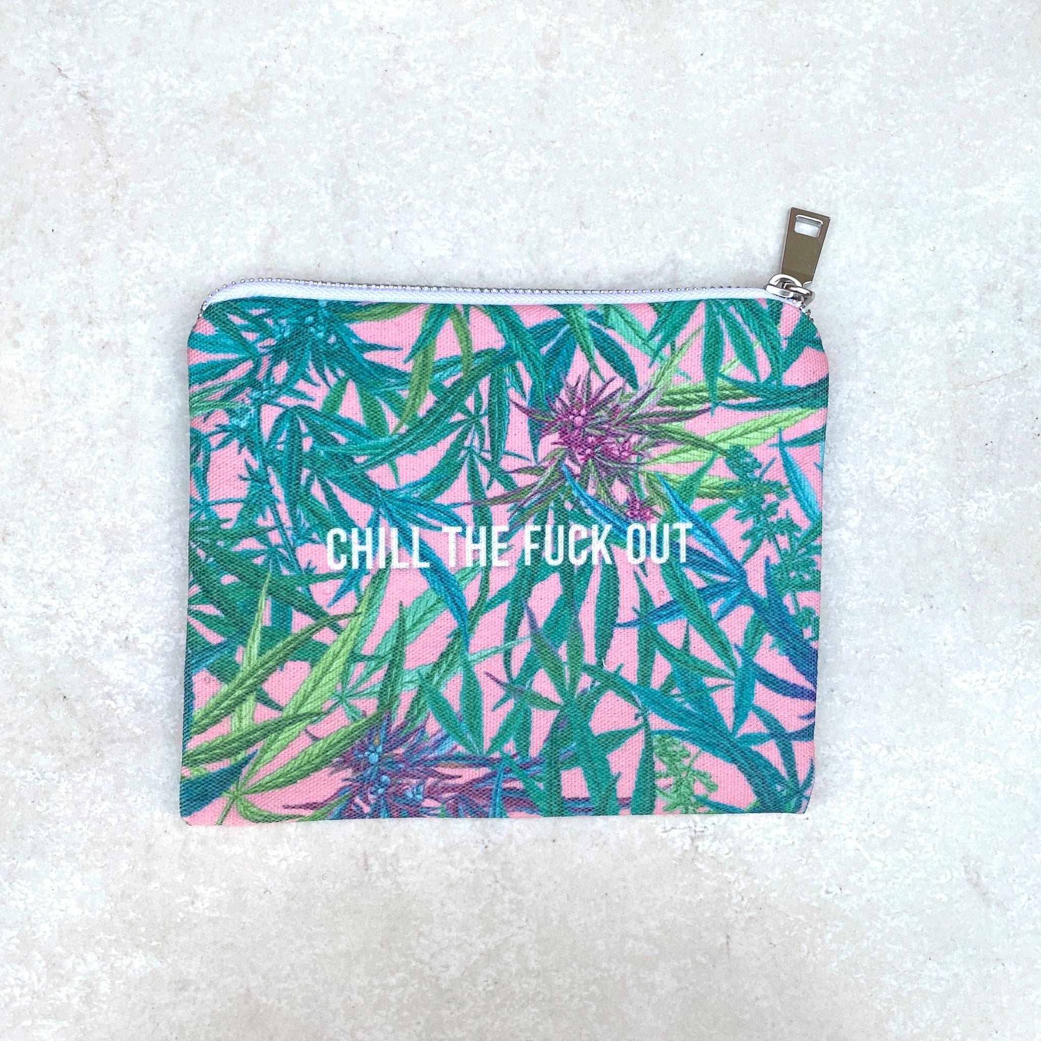 Blunted Objects Chill TF Out Pink Zipper Stash Pouch
