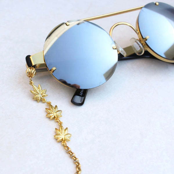 Weed Leaf Glasses Chain - Gold – Blunted Objects