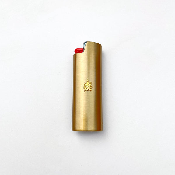 Gold Weed Leaf Embellished Lighter Case – Blunted Objects