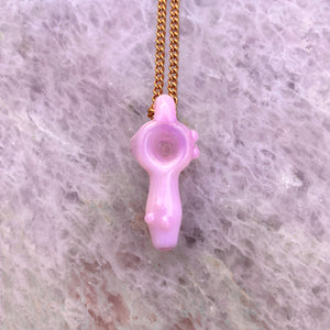Functional Glass Micro Pipe Weed Necklace - Pink