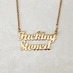 Fucking Stoned Statement Necklace - Gold