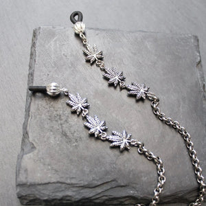 Weed Leaf Glasses Chain - Silver