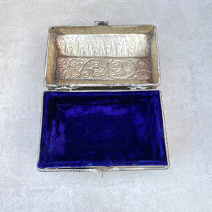 Vintage Silver Metal Stash Trinket Box with Velvet Lining