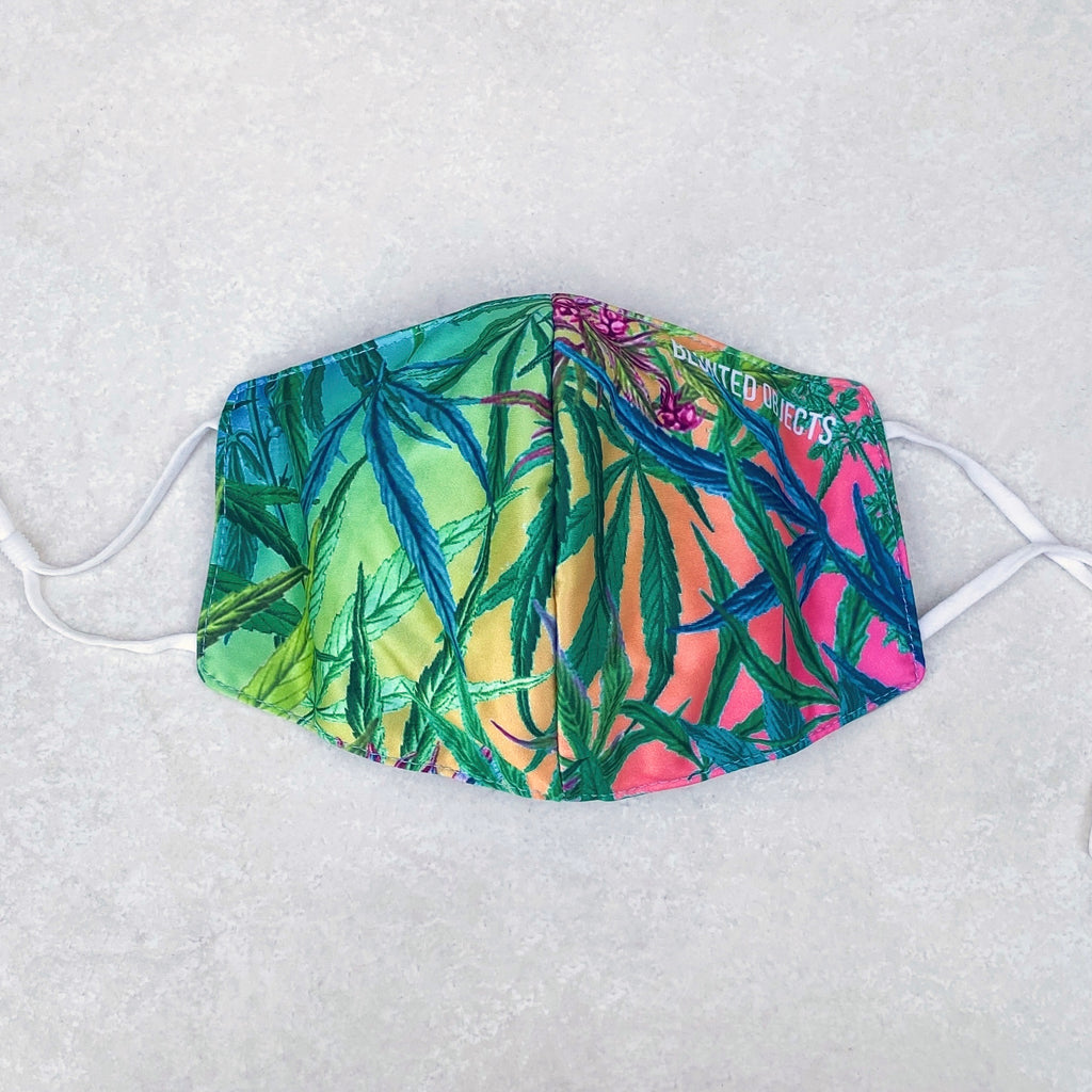 Blunted Objects Weed Print Face Mask - Rainbow