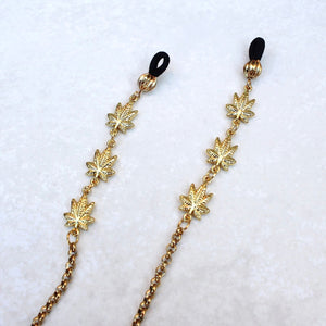 Weed Leaf Glasses Chain - Gold