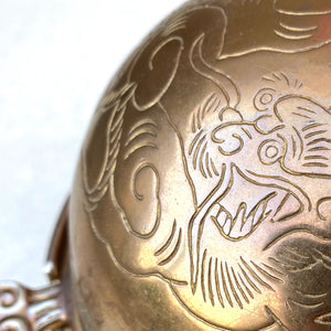 Vintage Brass Dragon Covered Ashtray