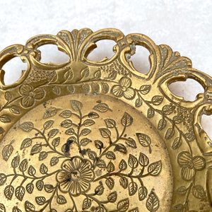 Vintage Fancy Floral Brass Ashtray