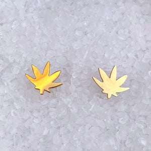Indica & Sativa Weed Leaf Stud Earrings