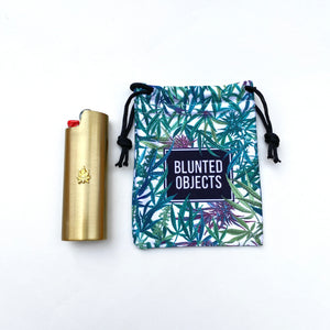 Blunted Objects Gold Weed Leaf Embellished Lighter Case