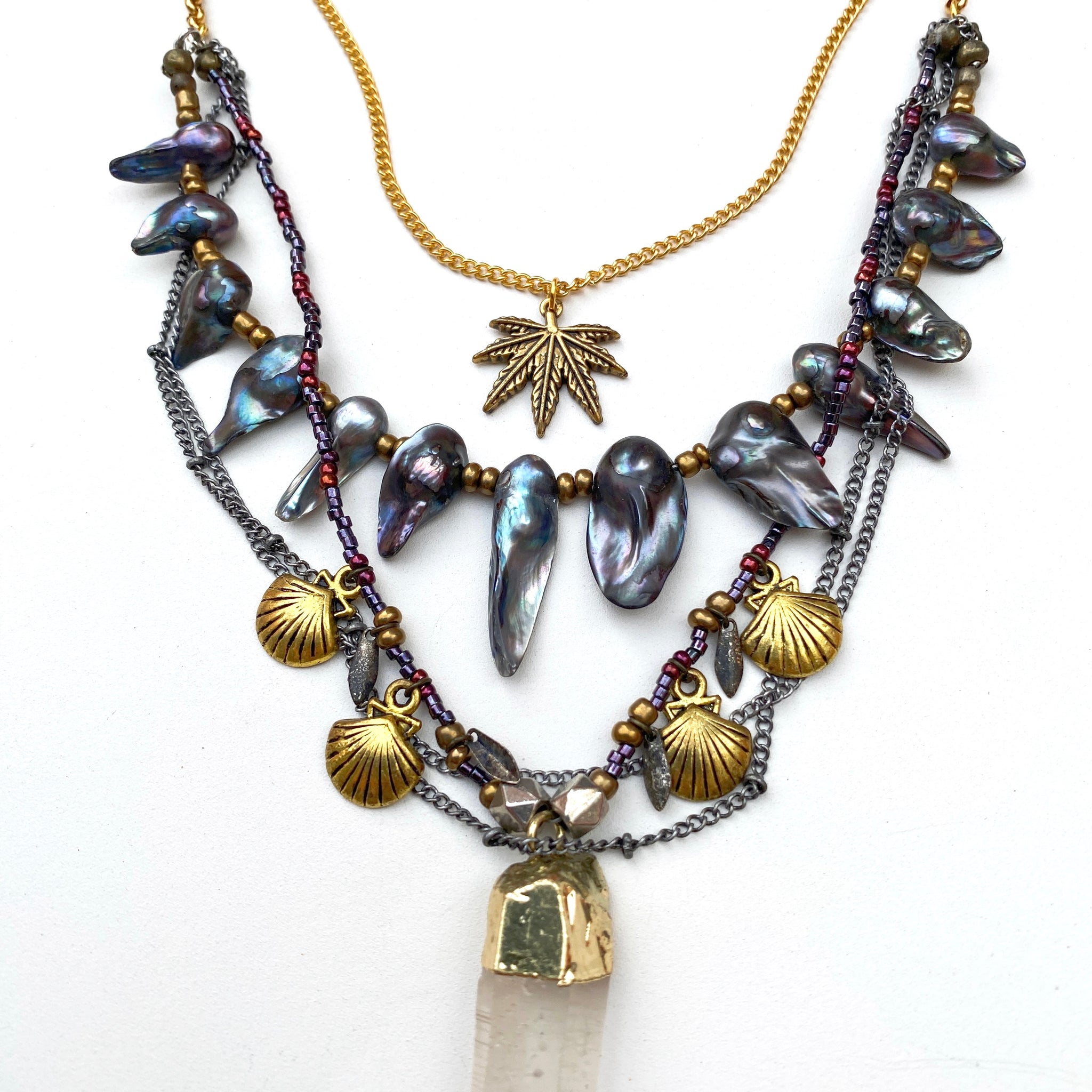 Mermaid Layered Beaded Crystal Necklace