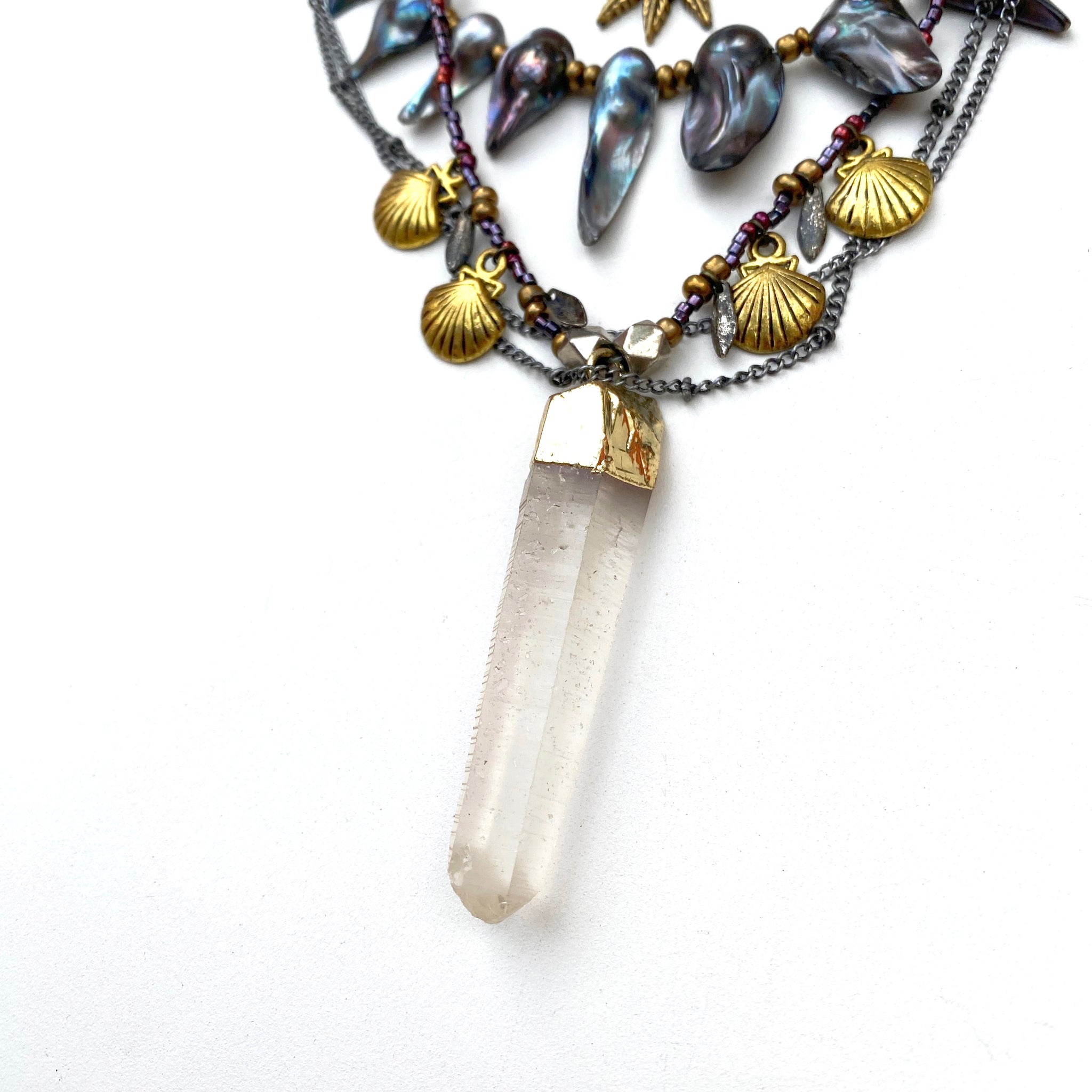 Mermaid Layered Beaded Crystal Necklace