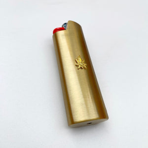 Blunted Objects Gold Weed Leaf Embellished Lighter Case