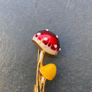Amanita Red Mushroom Gold Pin