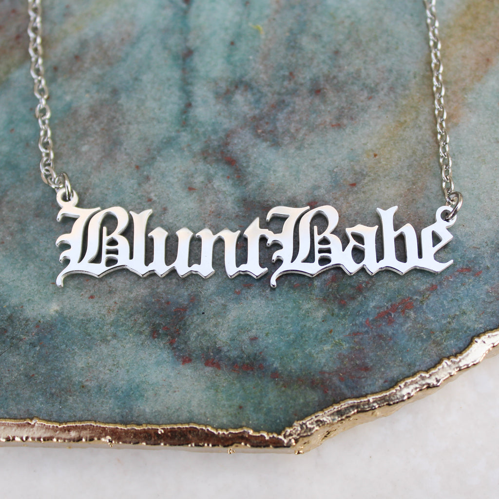Blunt Babe Silver Nameplate Necklace - Blunted Objects
