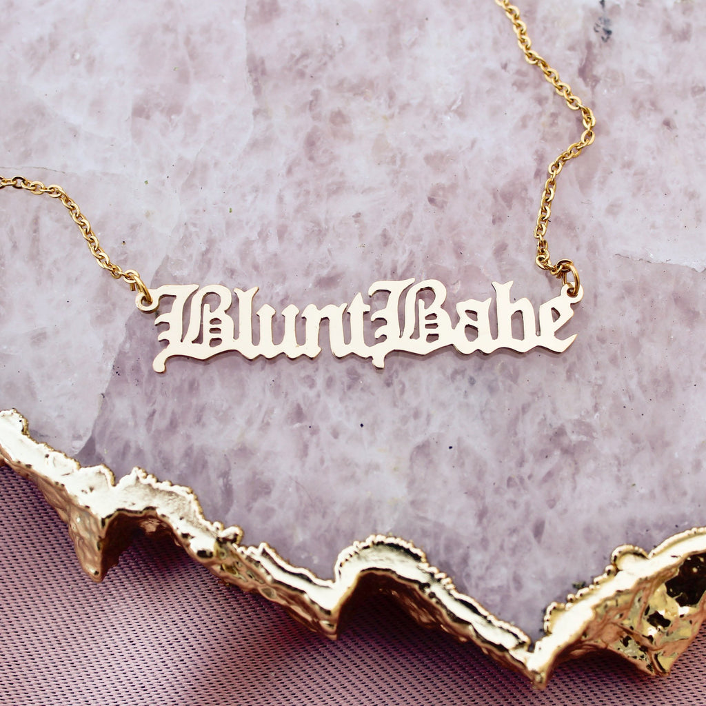 Blunt Babe Gold Nameplate Necklace - Blunted Objects