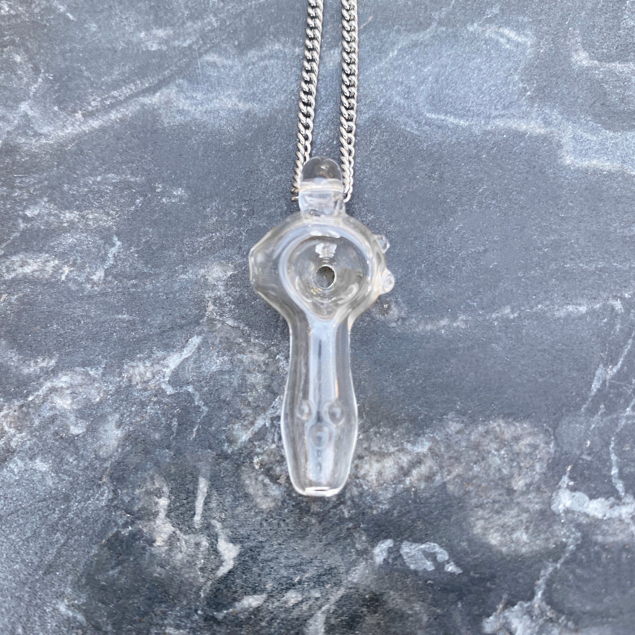 Functional Glass Micro Pipe Weed Necklace - Clear
