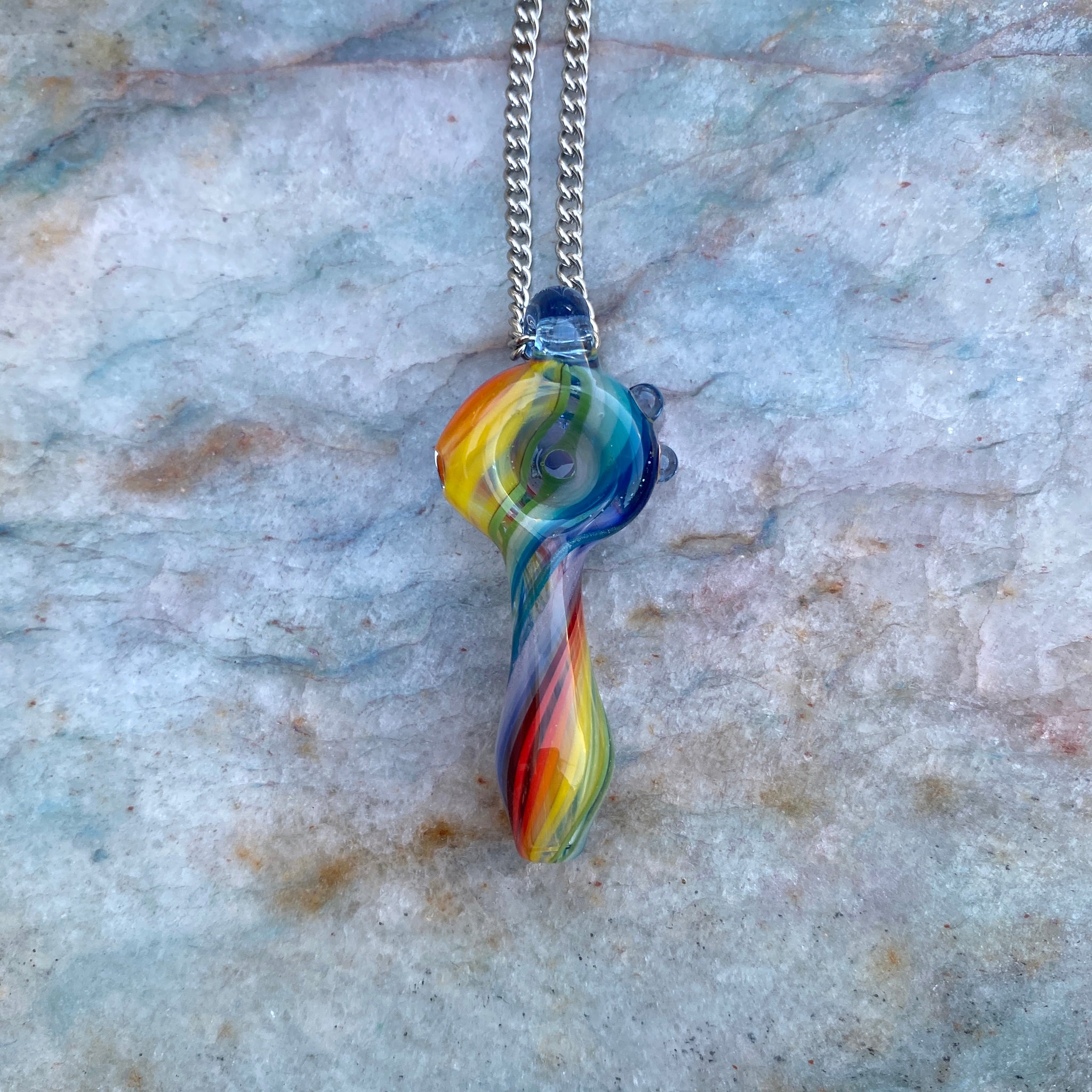 Functional Glass Micro Pipe Weed Necklace - Rainbow