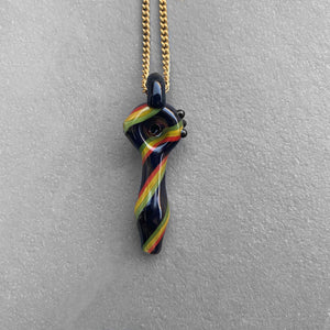 Functional Glass Micro Pipe Weed Necklace - Rasta