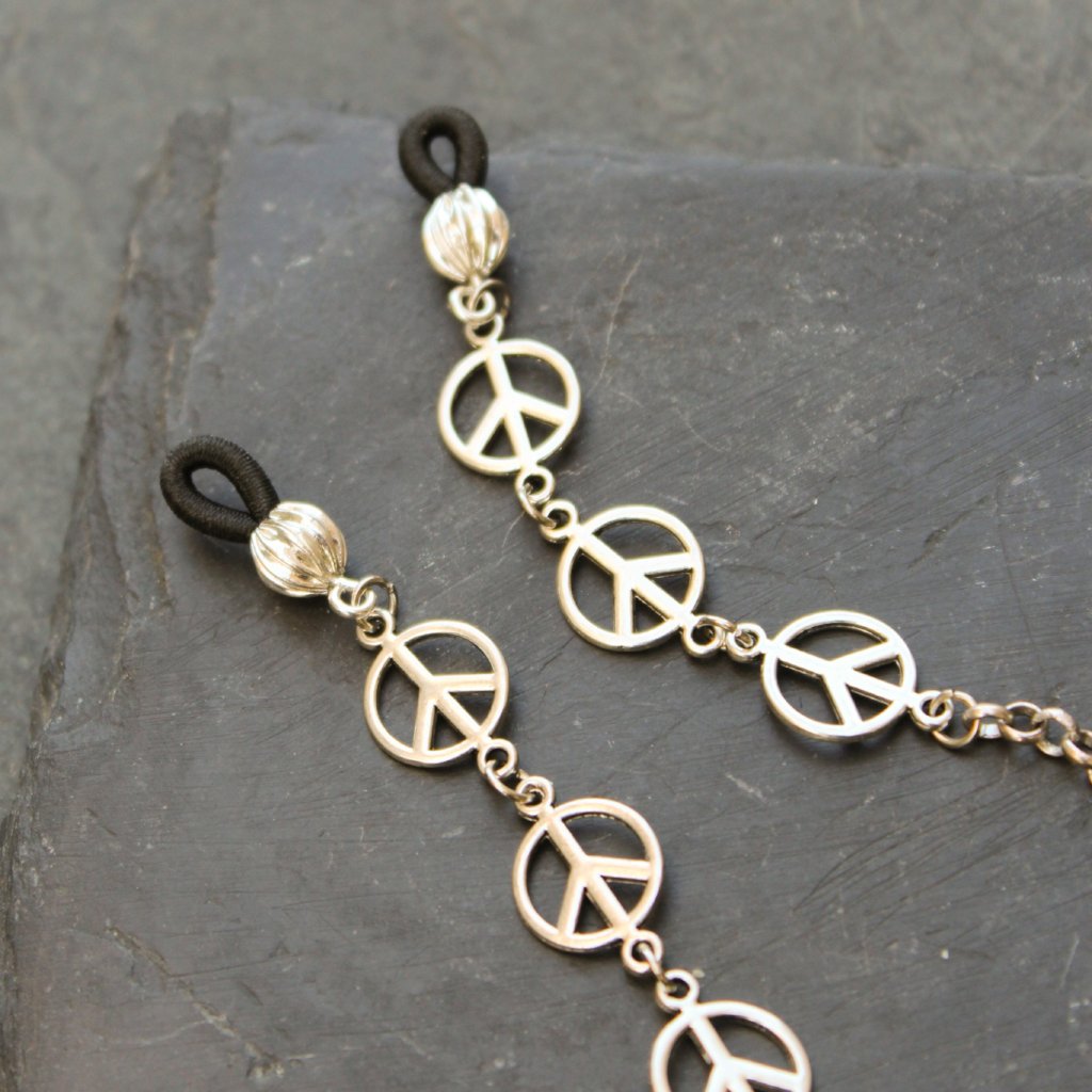 Silver Peace Sign Glasses Chain - Blunted Objects