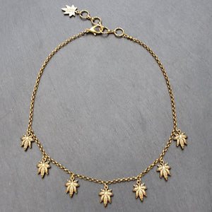 Flicker Weed Leaf Necklace (Gold) - Blunted Objects
